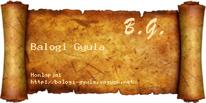 Balogi Gyula névjegykártya